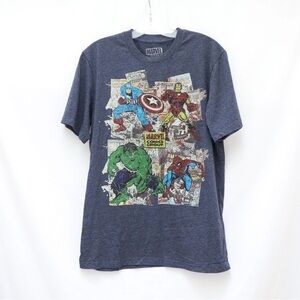 Marvel T-Shirt Men Superhero Tee M Medium stretch blue retro faded print hulk